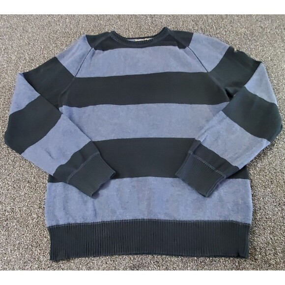 Nautica Pullover Sweater Men's XL Black Blue Colorblock Long Sleeve 100% Cotton - Picture 1 of 9
